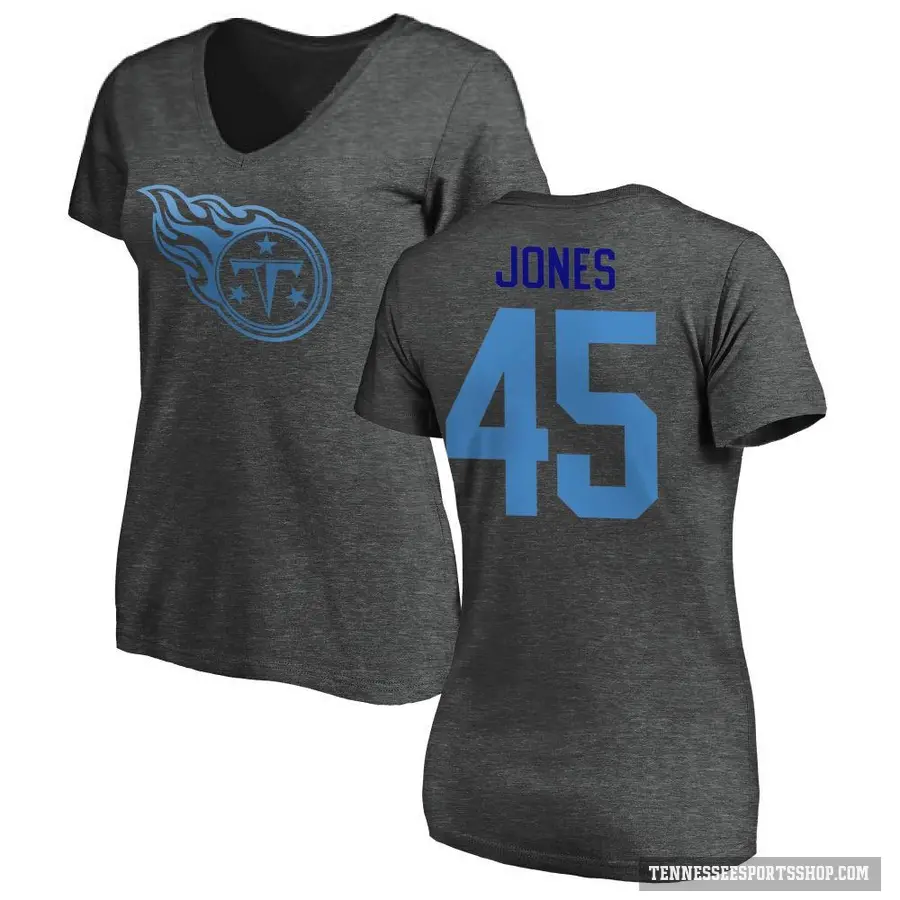 Women's ＃45 Dre'Mont Jones Tennessee Titans Ash One Color T-Shirt