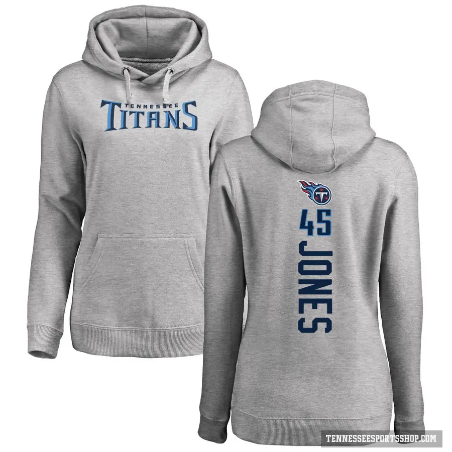 Women's ＃45 Dre'Mont Jones Tennessee Titans Pro Line Ash Backer Pullover Hoodie