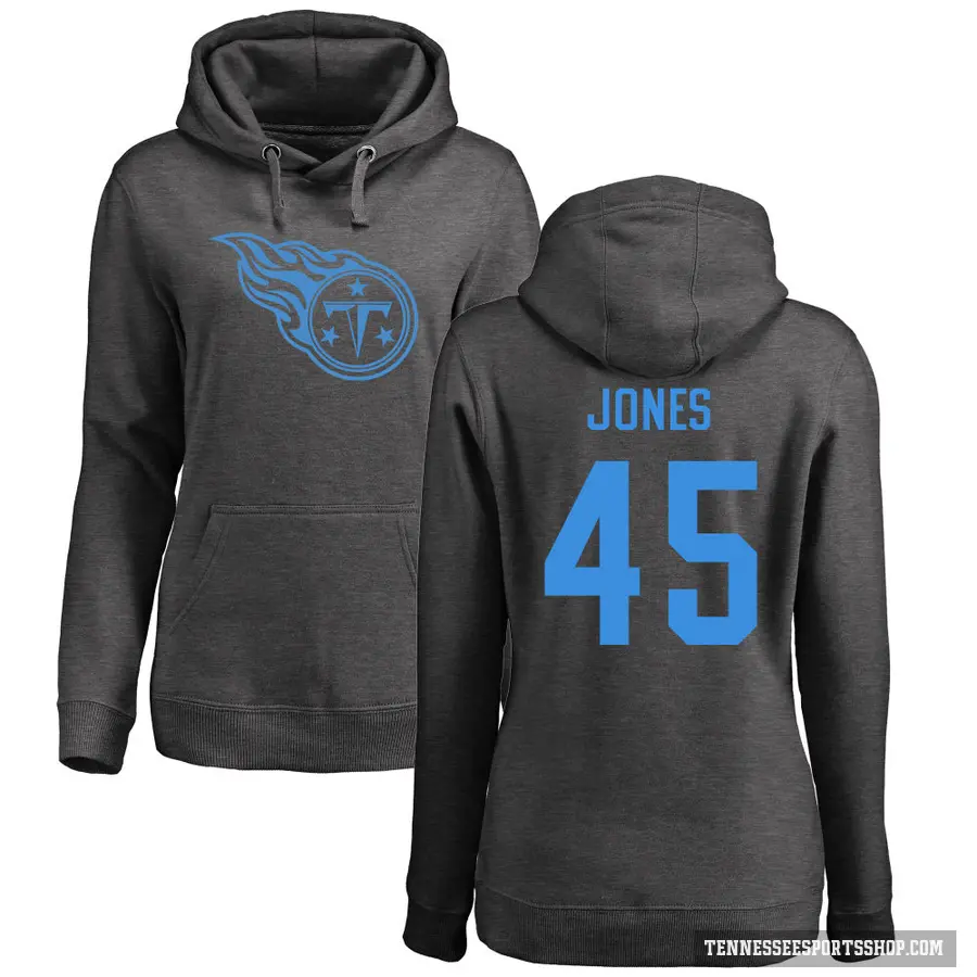 Women's ＃45 Dre'Mont Jones Tennessee Titans Pro Line by Branded Ash One Color Pullover Hoodie