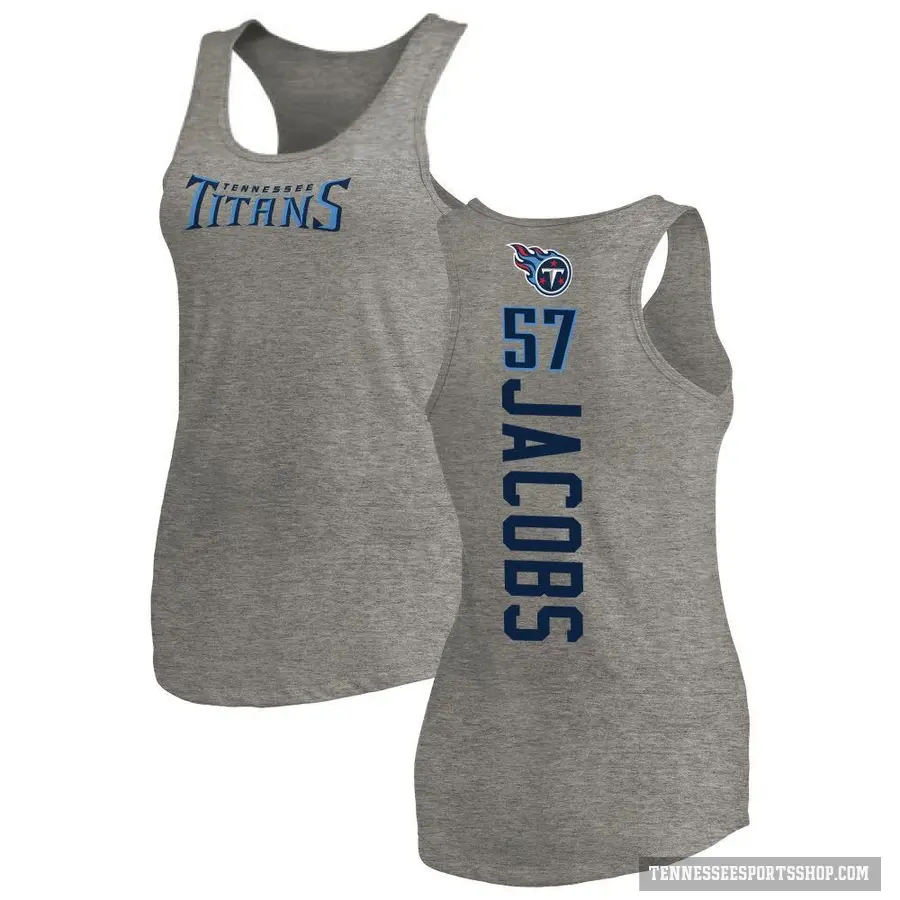 Women's ＃57 Curtis Jacobs Tennessee Titans Ash Backer Tank Top