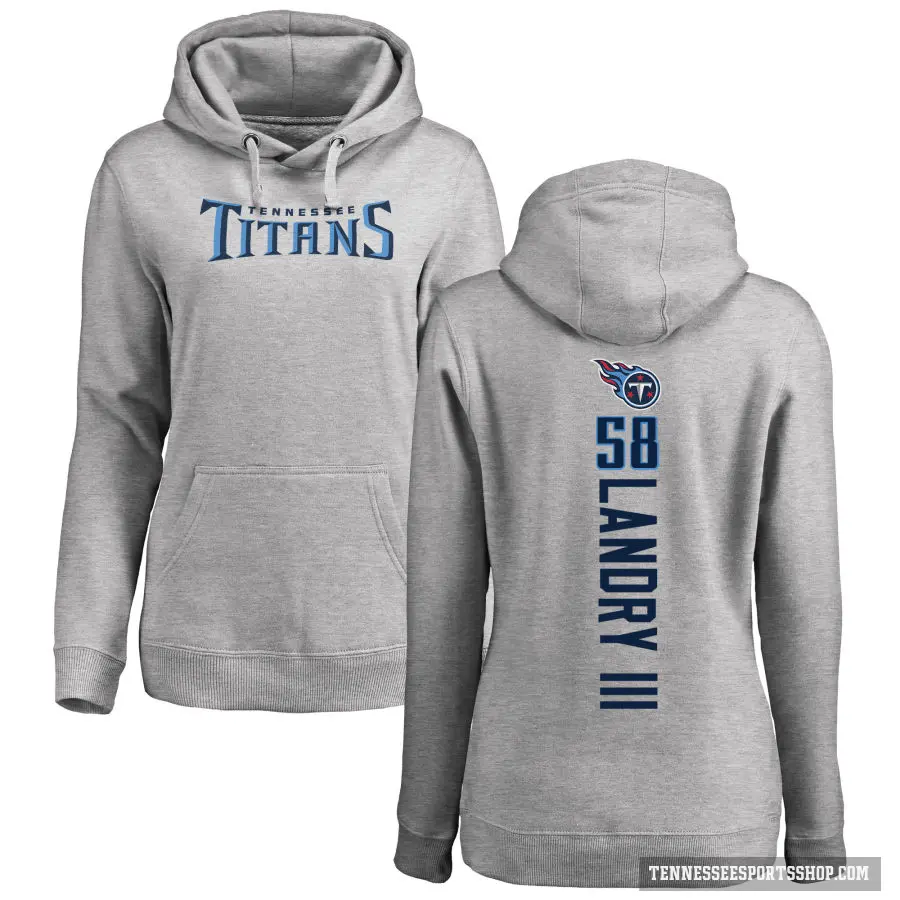 Women's ＃58 Harold Landry III Tennessee Titans Pro Line Ash Backer Pullover Hoodie