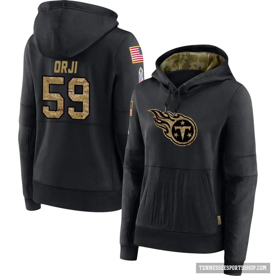 Women's ＃59 Anfernee Orji Tennessee Titans Black 2020 Salute to Service Sideline Performance Pullover Hoodie