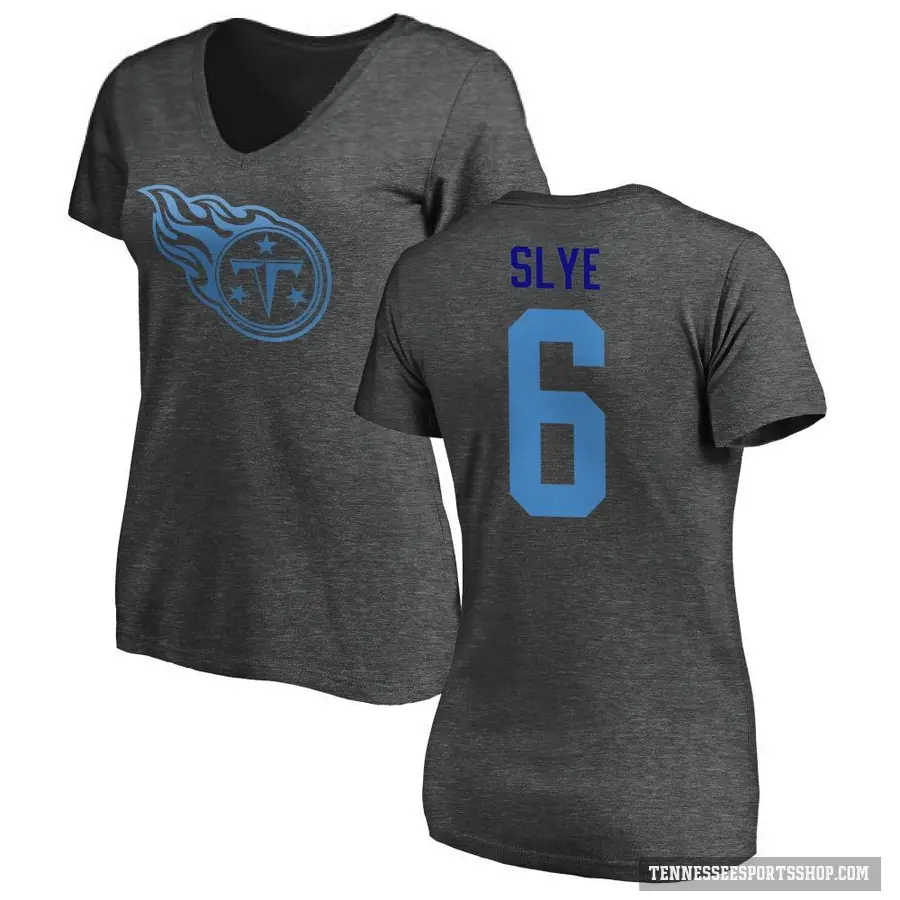 Women's ＃6 Joey Slye Tennessee Titans Ash One Color T-Shirt