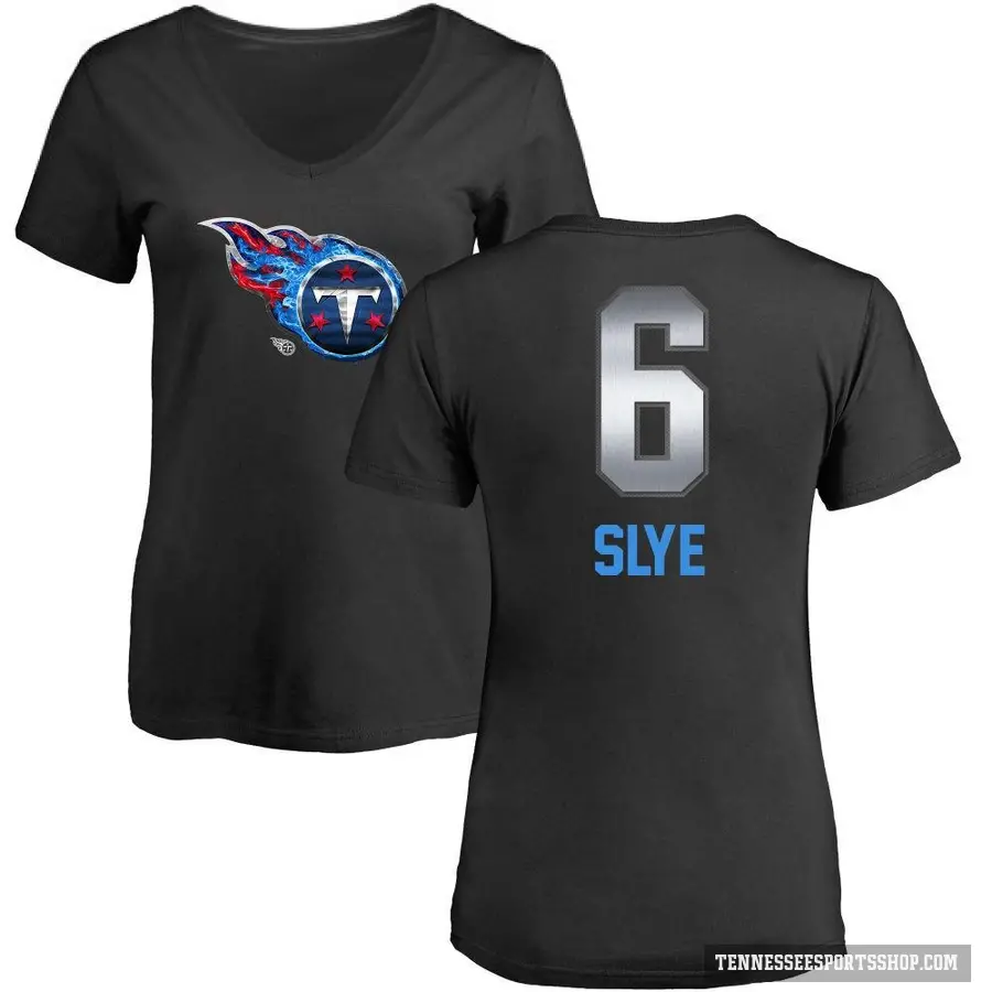 Women's ＃6 Joey Slye Tennessee Titans Black Midnight Mascot T-Shirt
