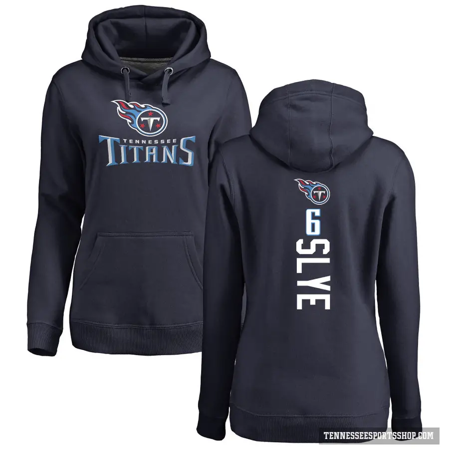 Women's ＃6 Joey Slye Tennessee Titans Navy Pro Line Backer Pullover Hoodie