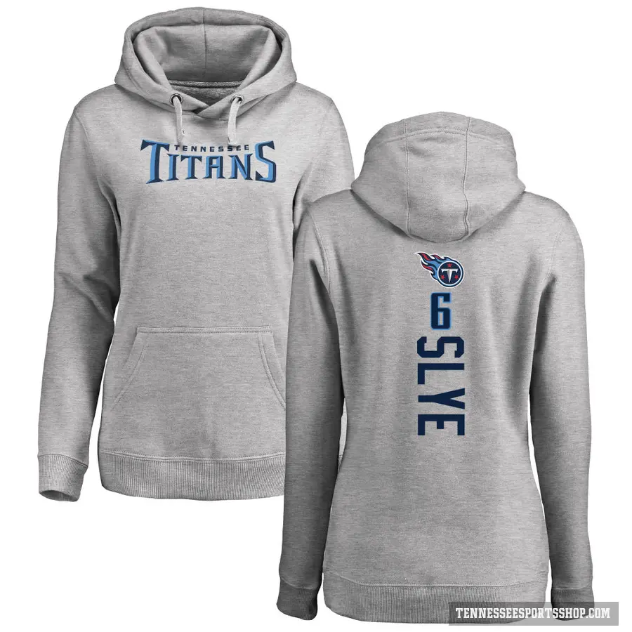 Women's ＃6 Joey Slye Tennessee Titans Pro Line Ash Backer Pullover Hoodie