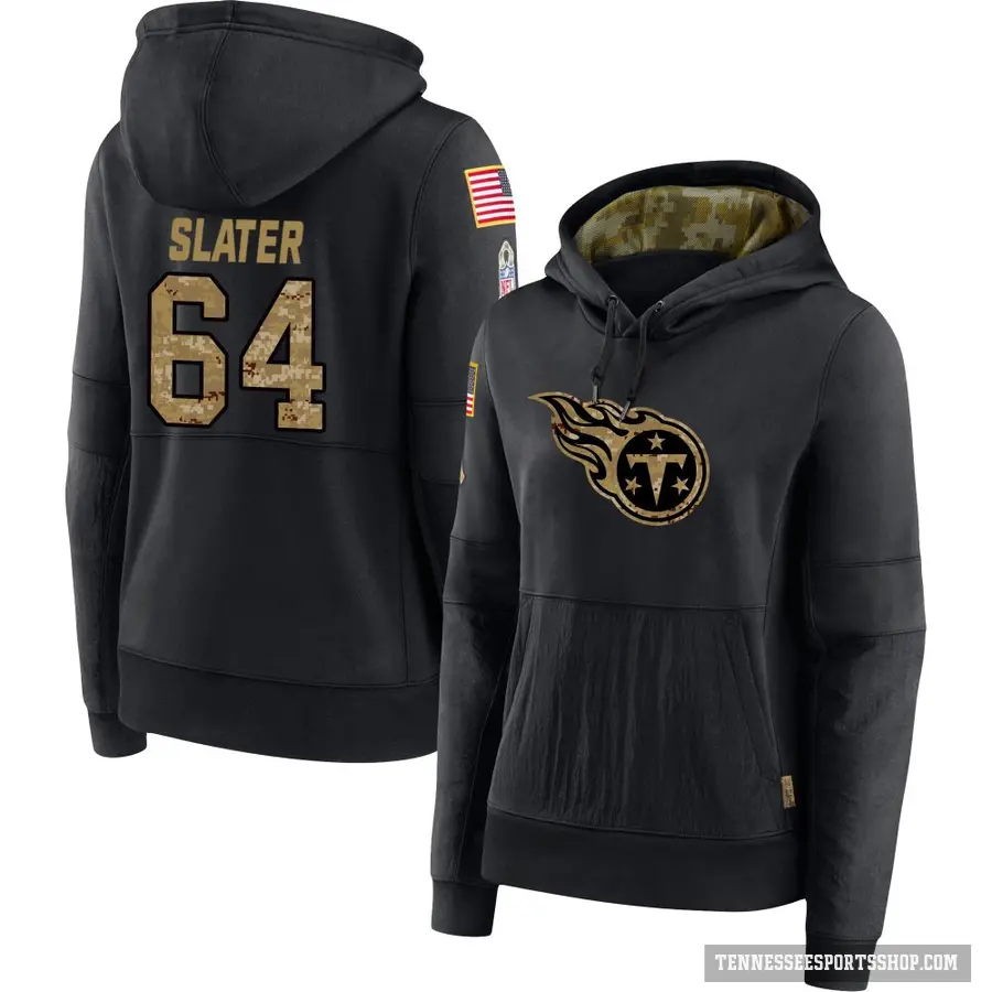 Women's ＃64 Jackson Slater Tennessee Titans Black 2020 Salute to Service Sideline Performance Pullover Hoodie