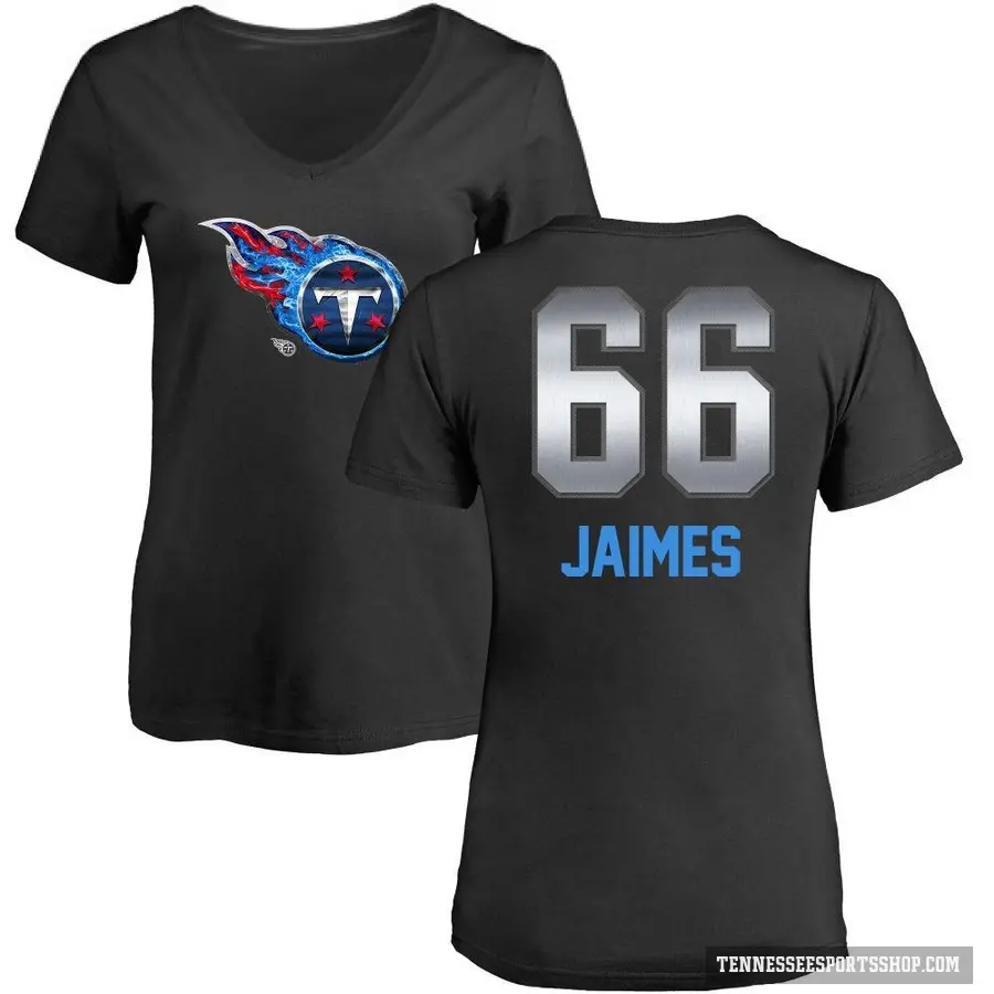 Women's ＃66 Brenden Jaimes Tennessee Titans Black Midnight Mascot T-Shirt