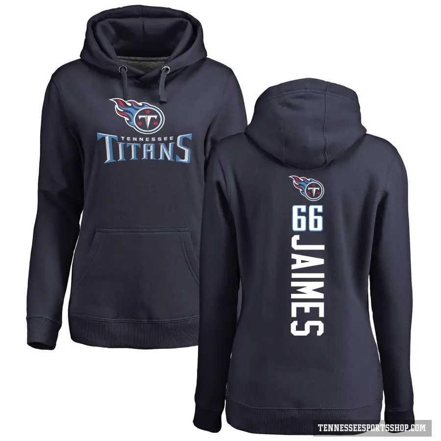 Women's ＃66 Brenden Jaimes Tennessee Titans Navy Pro Line Backer Pullover Hoodie