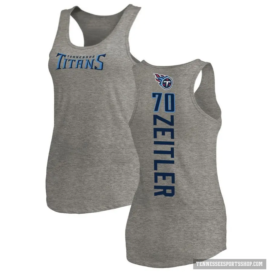 Women's ＃70 Kevin Zeitler Tennessee Titans Ash Backer Tank Top