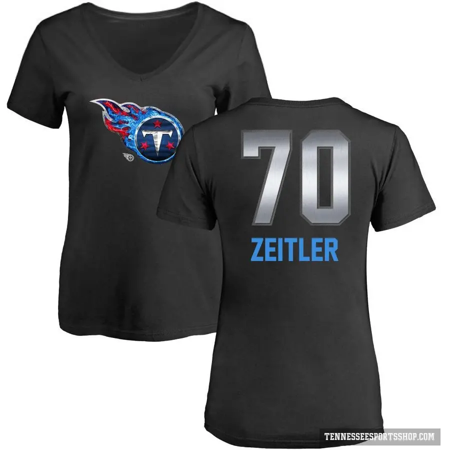 Women's ＃70 Kevin Zeitler Tennessee Titans Black Midnight Mascot T-Shirt