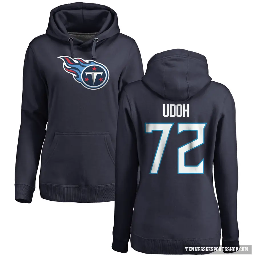 Women's ＃72 Olisaemeka Udoh Tennessee Titans Navy Pro Line Logo Pullover Hoodie