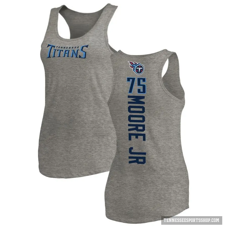 Women's ＃75 Dan Moore Jr. Tennessee Titans Ash Backer Tank Top