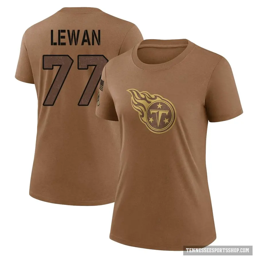 Women's ＃77 Taylor Lewan Tennessee Titans Brown 2023 Salute To Service Performance T-Shirt