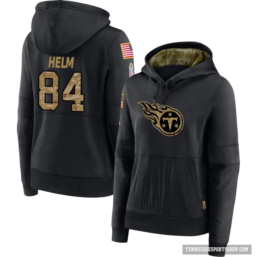 Women's ＃84 Gunnar Helm Tennessee Titans Black 2020 Salute to Service Sideline Performance Pullover Hoodie