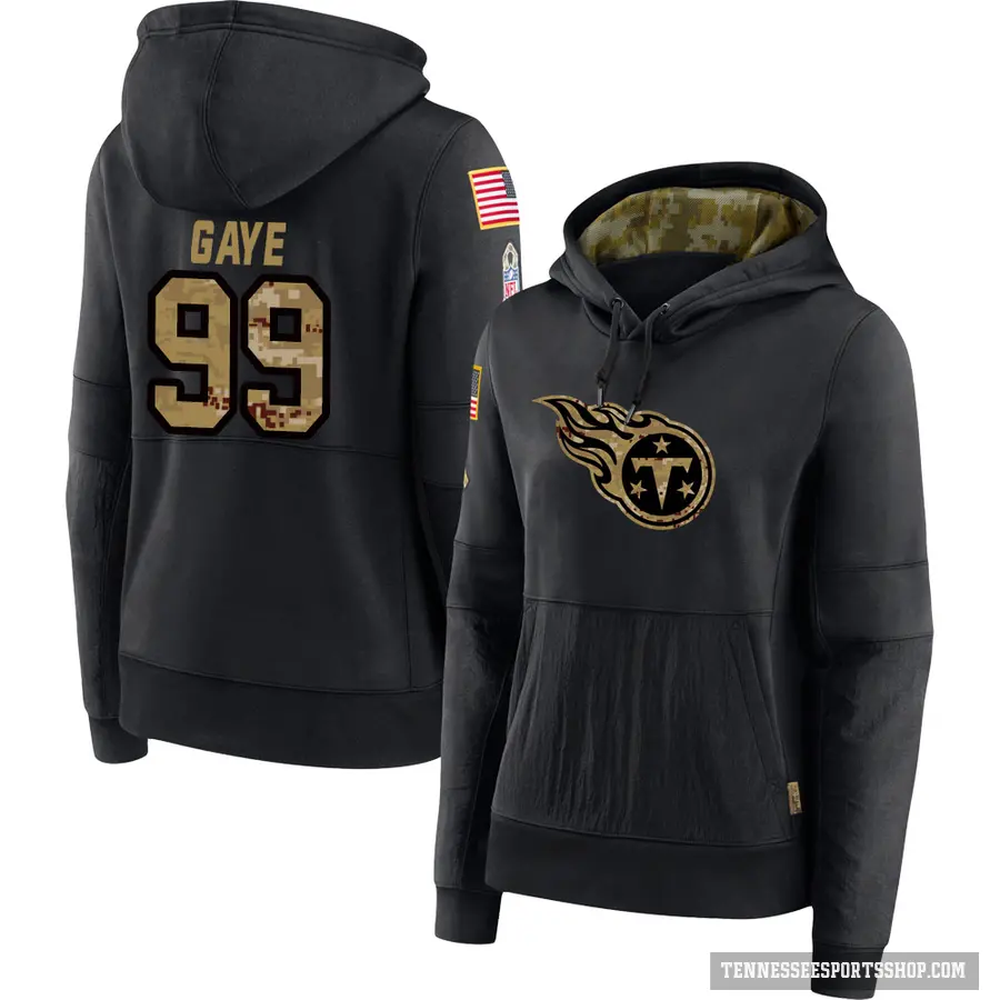 Women's ＃99 Ali Gaye Tennessee Titans Black 2020 Salute to Service Sideline Performance Pullover Hoodie