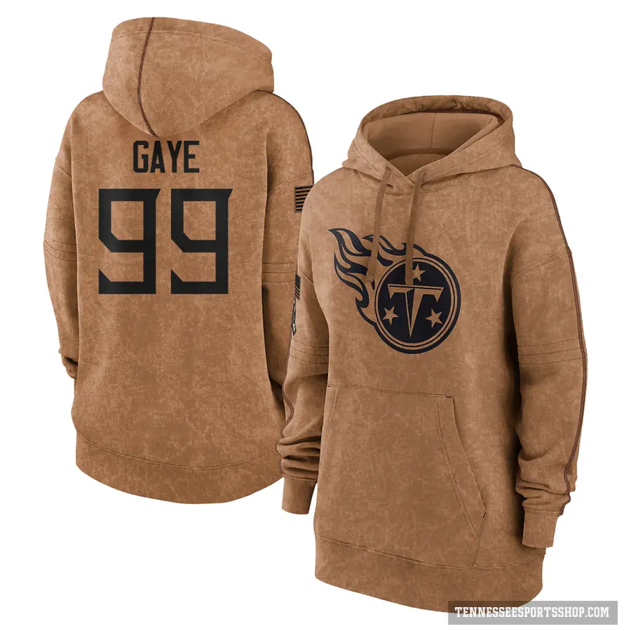 Women's ＃99 Ali Gaye Tennessee Titans Brown 2023 Salute To Service Pullover Hoodie