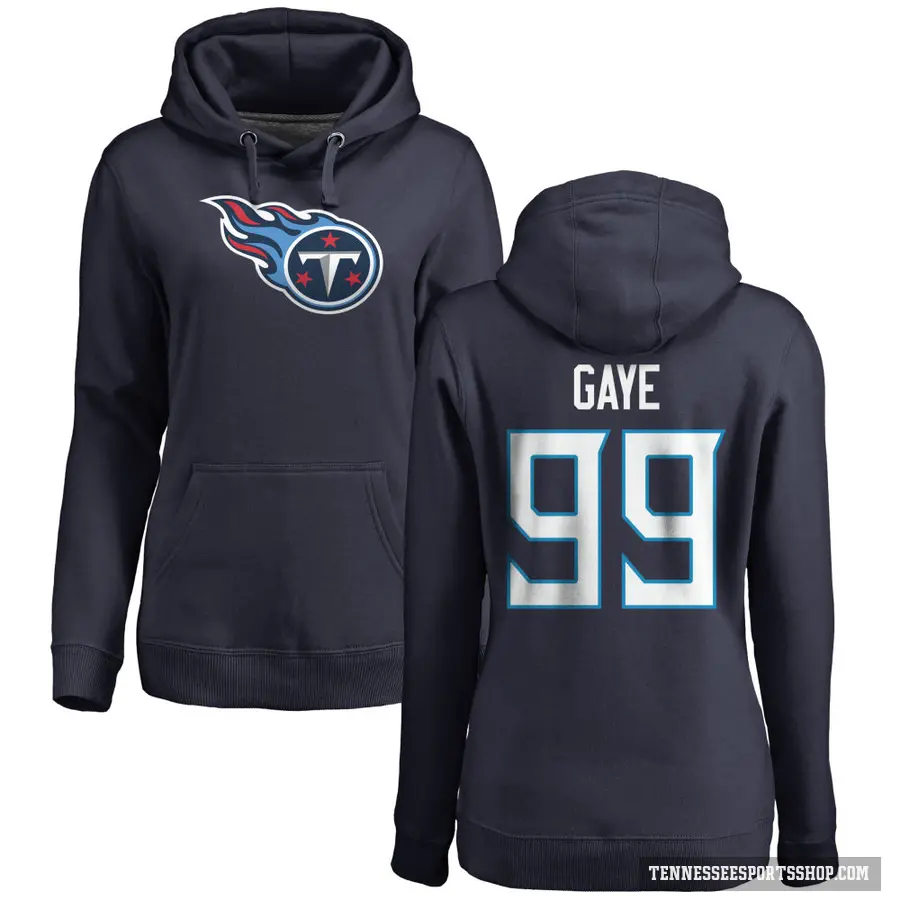 Women's ＃99 Ali Gaye Tennessee Titans Navy Pro Line Logo Pullover Hoodie