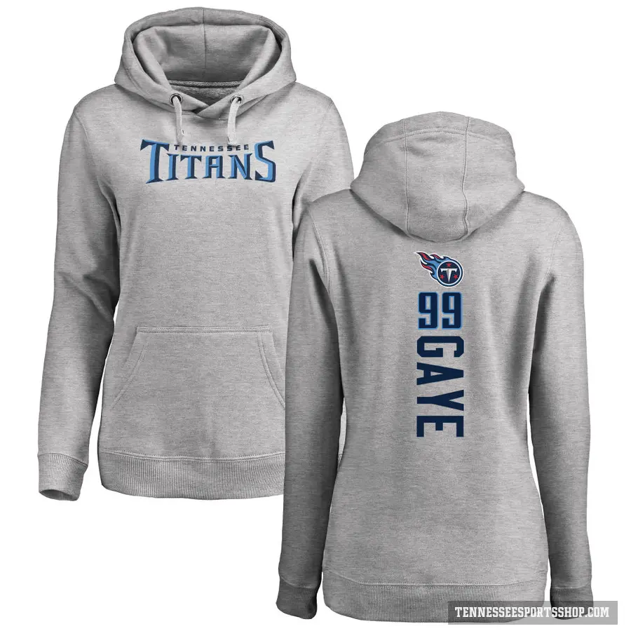 Women's ＃99 Ali Gaye Tennessee Titans Pro Line Ash Backer Pullover Hoodie