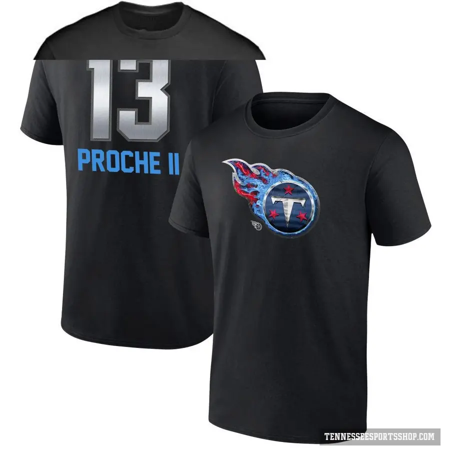 Youth ＃13 James Proche II Tennessee Titans Black Midnight Mascot T-Shirt