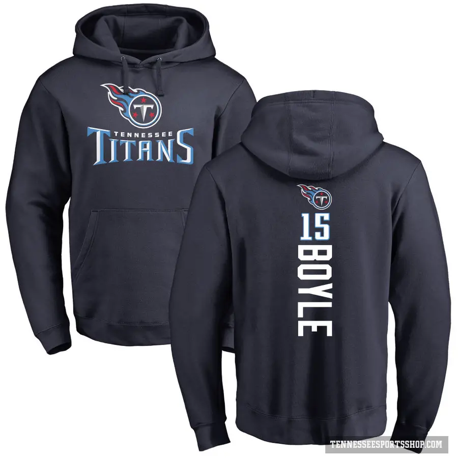 Youth ＃15 Tim Boyle Tennessee Titans Navy Pro Line Backer Pullover Hoodie