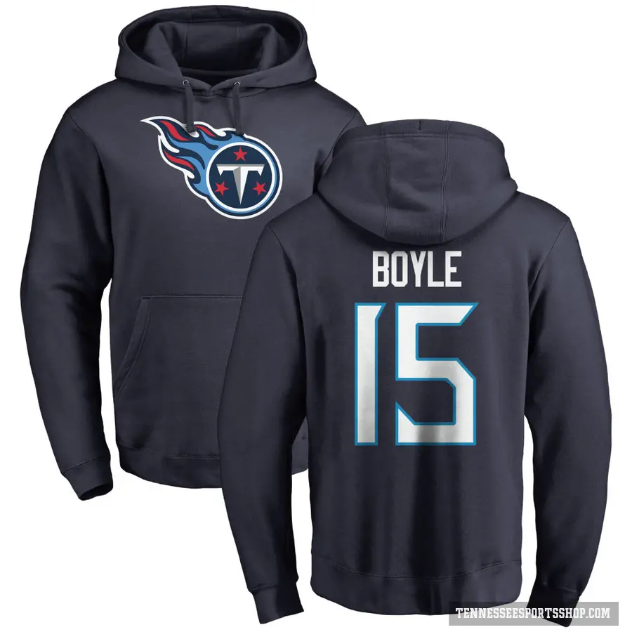 Youth ＃15 Tim Boyle Tennessee Titans Navy Pro Line Logo Pullover Hoodie