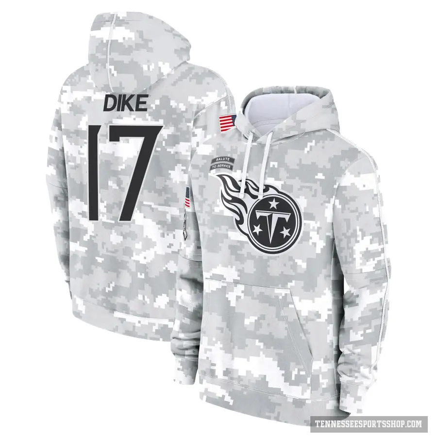 Youth ＃17 Chimere Dike Tennessee Titans Arctic Camo 2024 Salute to Service Club Fleece Pullover Hoodie