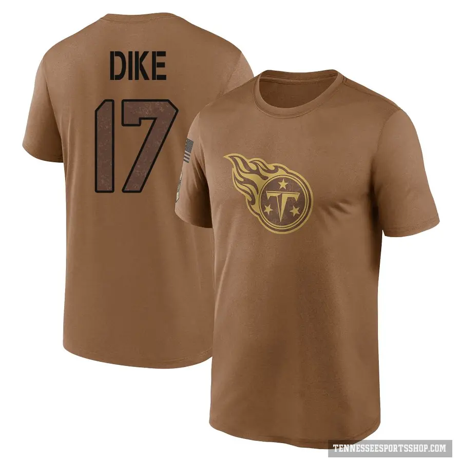 Youth ＃17 Chimere Dike Tennessee Titans Brown 2023 Salute To Service Performance T-Shirt
