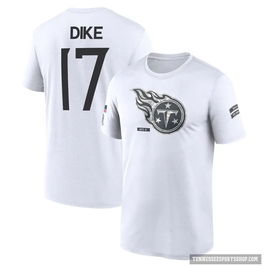 Youth ＃17 Chimere Dike Tennessee Titans White 2024 Salute to Service Performance T-Shirt