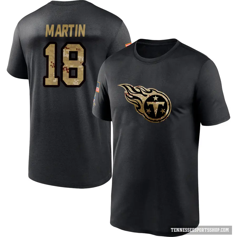 Youth ＃18 Tay Martin Tennessee Titans Black 2020 Salute To Service Performance T-Shirt