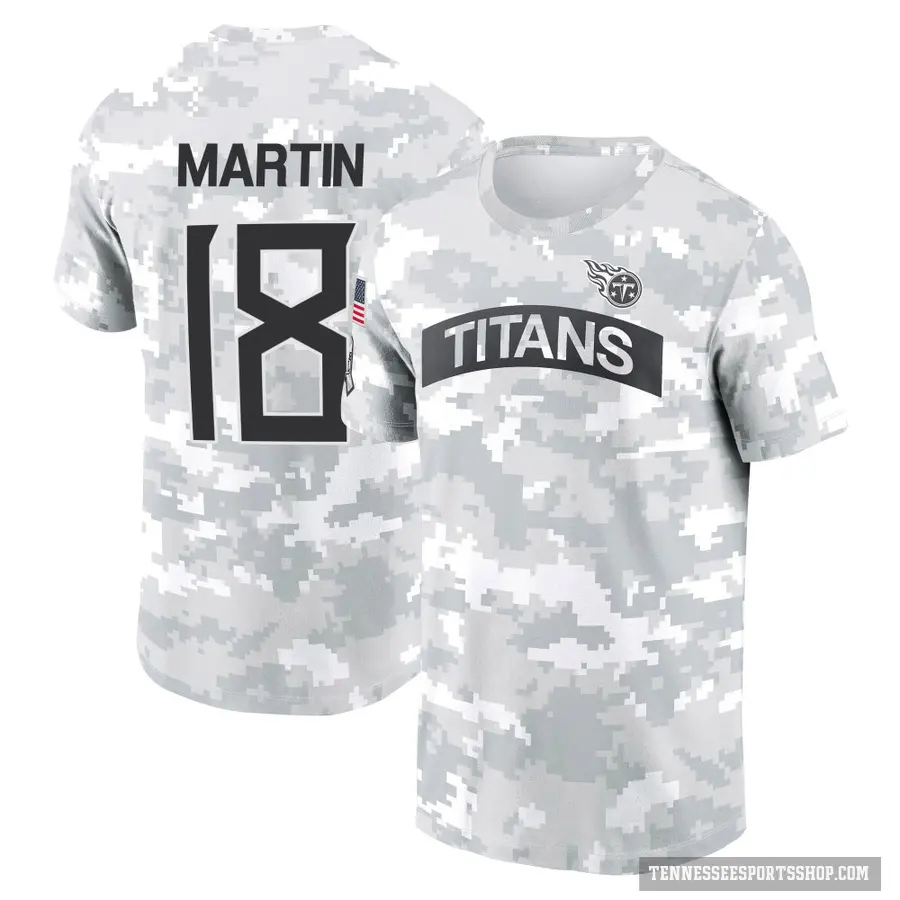 Youth ＃18 Tay Martin Tennessee Titans Camo Arctic 2024 Salute to Service Performance T-Shirt
