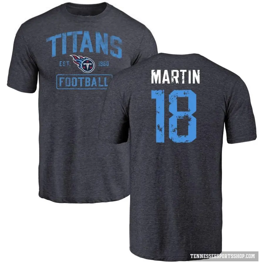 Youth ＃18 Tay Martin Tennessee Titans Navy Distressed T-Shirt