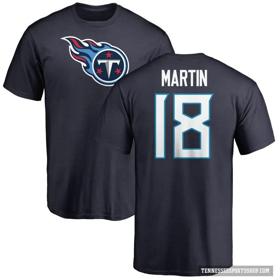 Youth ＃18 Tay Martin Tennessee Titans Navy Logo T-Shirt