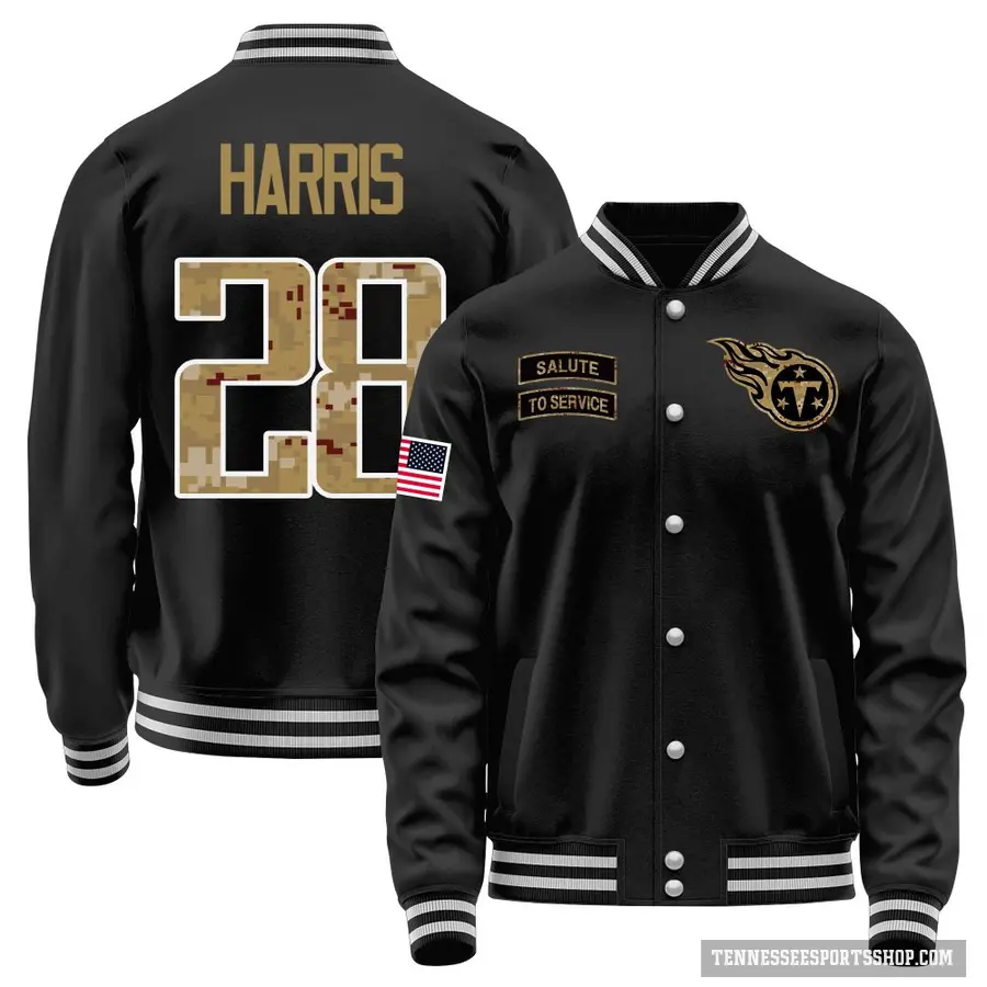 Youth ＃28 Jermari Harris Tennessee Titans Black Salute to Service Sideline Performance Jacket