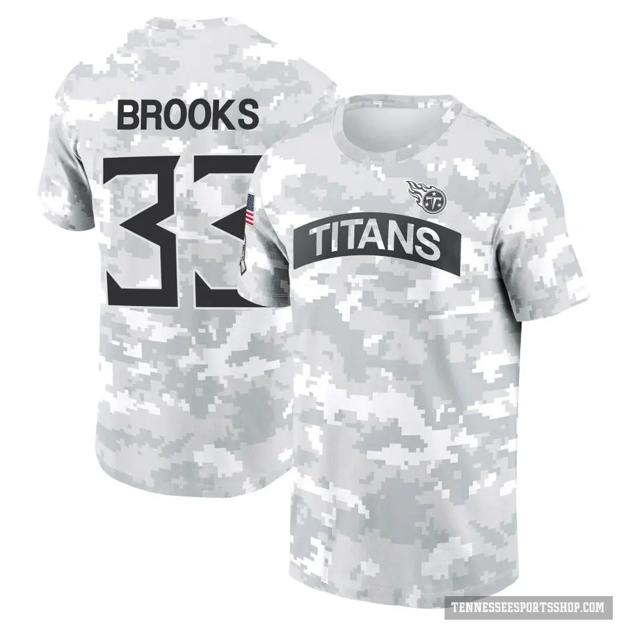 Youth ＃33 Kendell Brooks Tennessee Titans Camo Arctic 2024 Salute to Service Performance T-Shirt