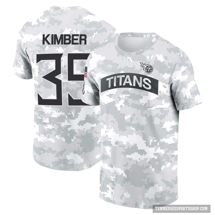 Youth ＃35 Jalen Kimber Tennessee Titans Camo Arctic 2024 Salute to Service Performance T-Shirt