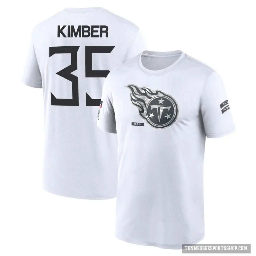 Youth ＃35 Jalen Kimber Tennessee Titans White 2024 Salute to Service Performance T-Shirt