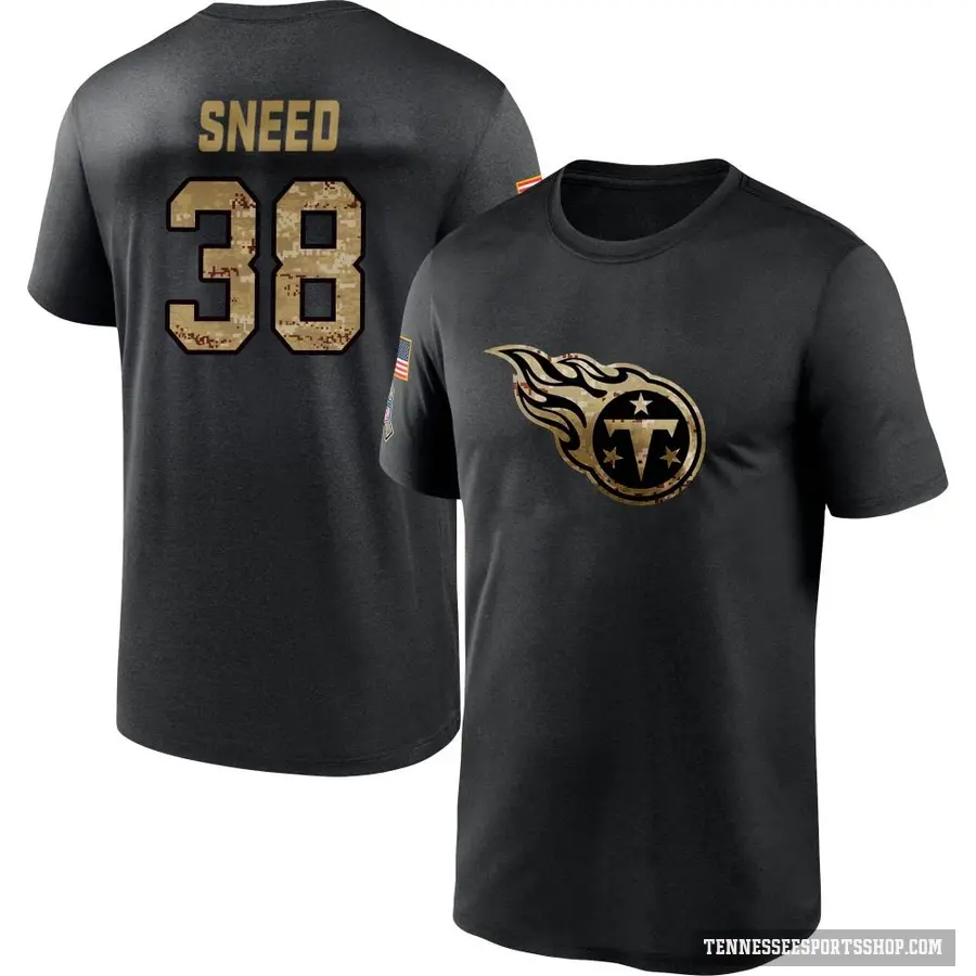 Youth ＃38 L'Jarius Sneed Tennessee Titans Black 2020 Salute To Service Performance T-Shirt