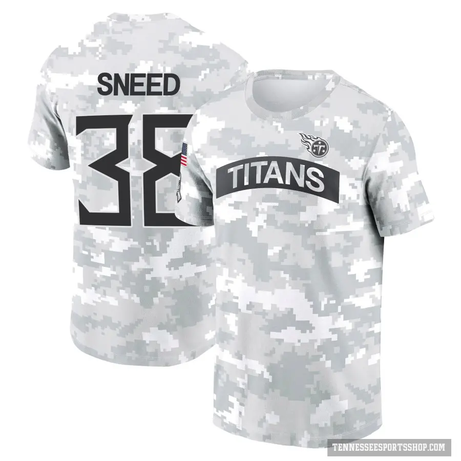 Youth ＃38 L'Jarius Sneed Tennessee Titans Camo Arctic 2024 Salute to Service Performance T-Shirt