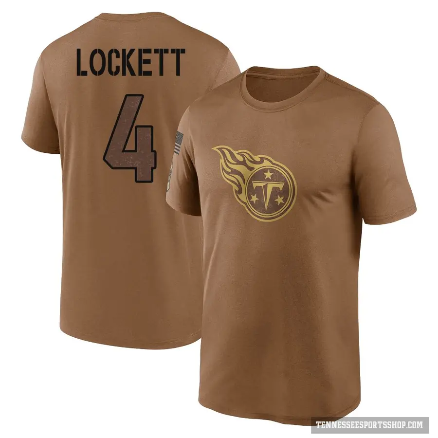 Youth ＃4 Tyler Lockett Tennessee Titans Brown 2023 Salute To Service Performance T-Shirt