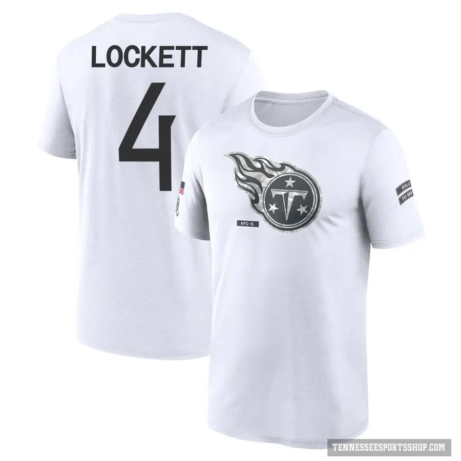 Youth ＃4 Tyler Lockett Tennessee Titans White 2024 Salute to Service Performance T-Shirt