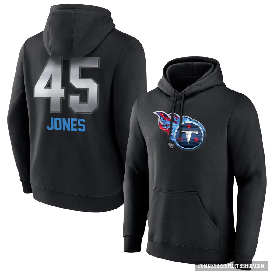Youth ＃45 Dre'Mont Jones Tennessee Titans Black Midnight Mascot Pullover Hoodie