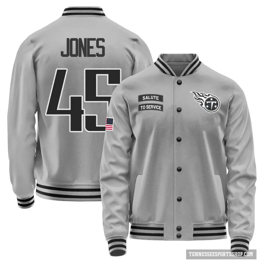 Youth ＃45 Dre'Mont Jones Tennessee Titans Gray Salute to Service Performance Jacket