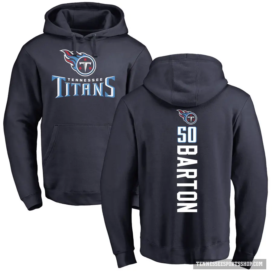 Youth ＃50 Cody Barton Tennessee Titans Navy Pro Line Backer Pullover Hoodie