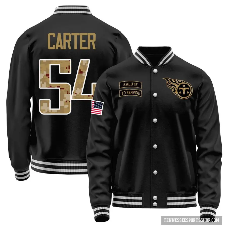 Youth ＃54 Lorenzo Carter Tennessee Titans Black Salute to Service Sideline Performance Jacket