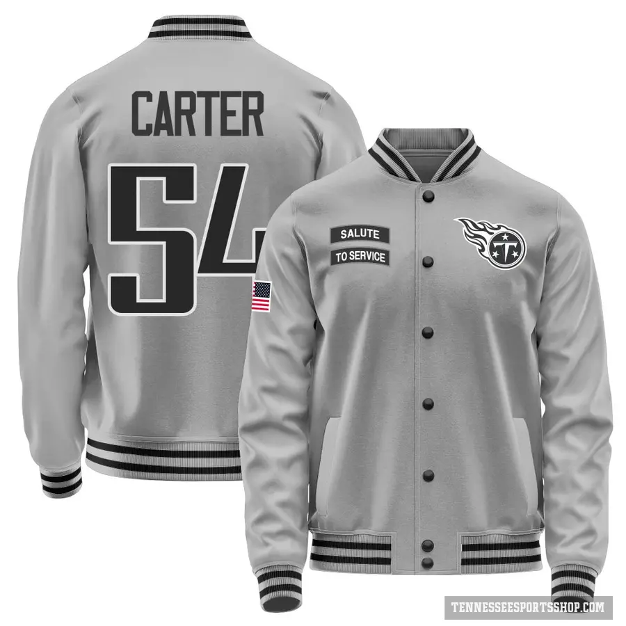 Youth ＃54 Lorenzo Carter Tennessee Titans Gray Salute to Service Performance Jacket