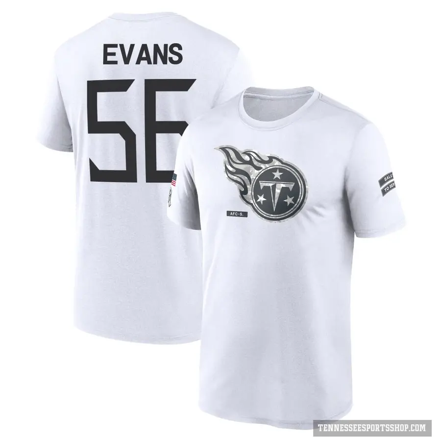 Youth ＃56 Desmond Evans Tennessee Titans White 2024 Salute to Service Performance T-Shirt