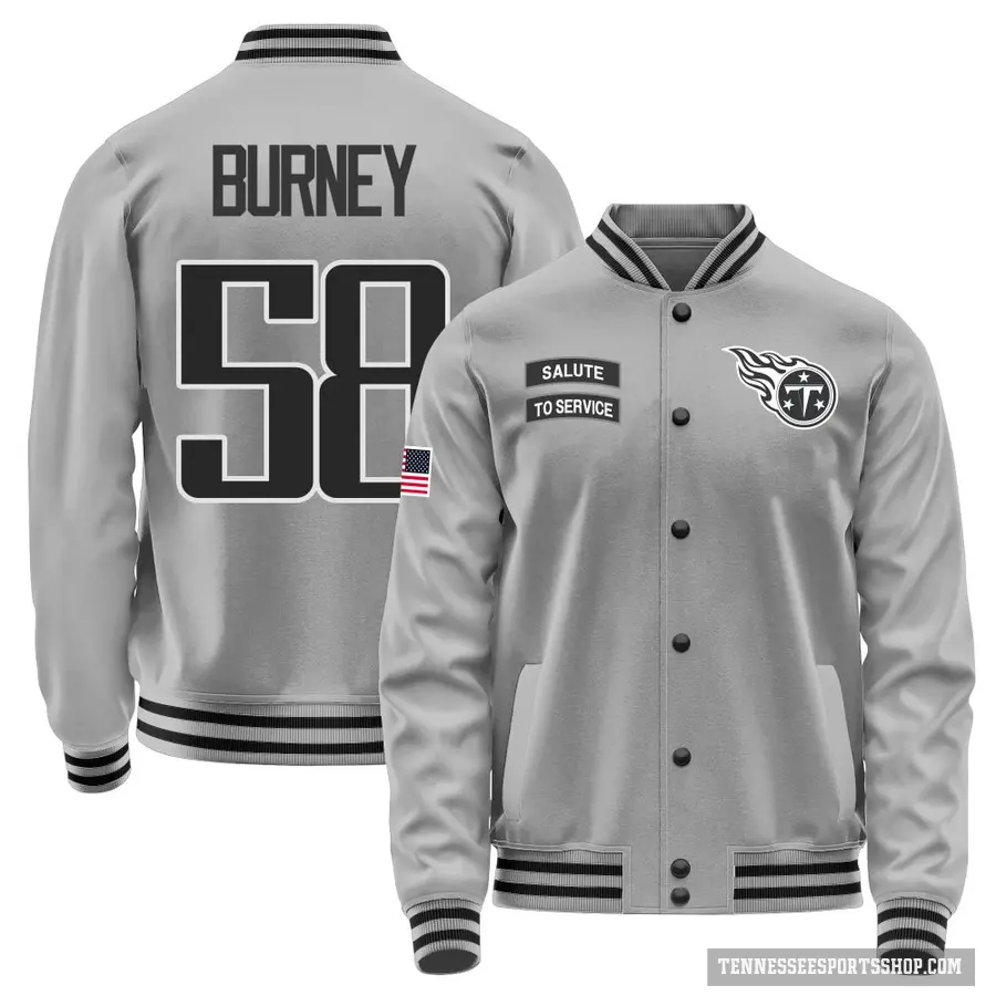Youth ＃58 Amari Burney Tennessee Titans Gray Salute to Service Performance Jacket