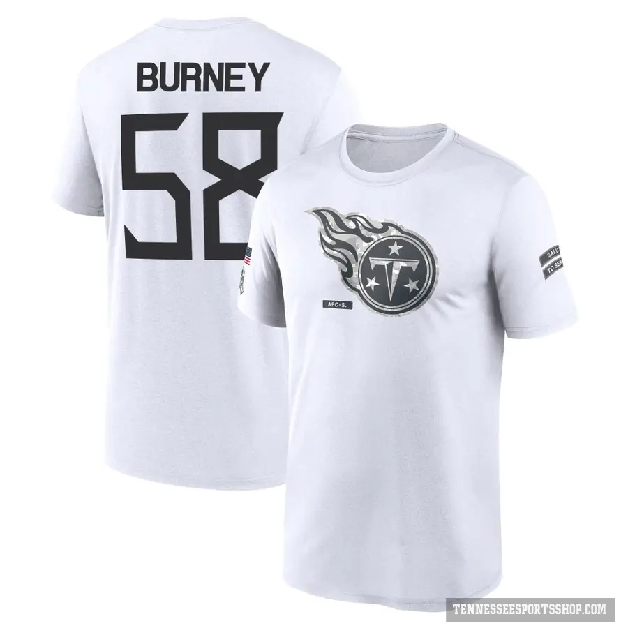 Youth ＃58 Amari Burney Tennessee Titans White 2024 Salute to Service Performance T-Shirt