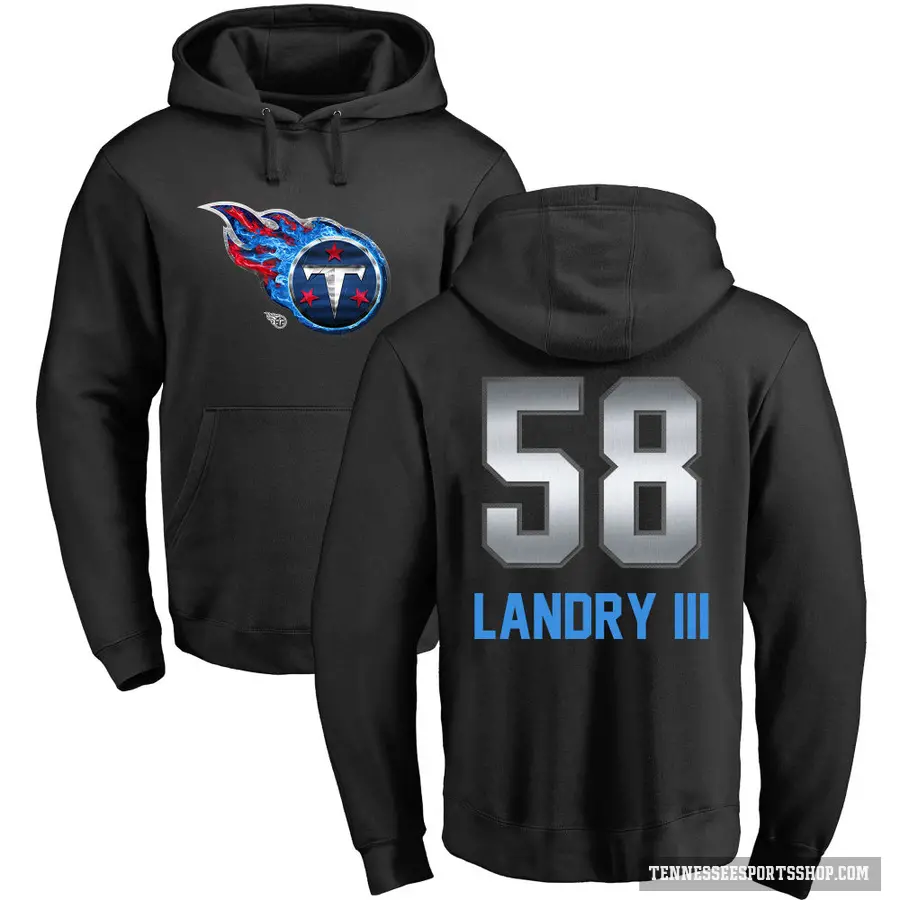 Youth ＃58 Harold Landry III Tennessee Titans Black Midnight Mascot Pullover Hoodie